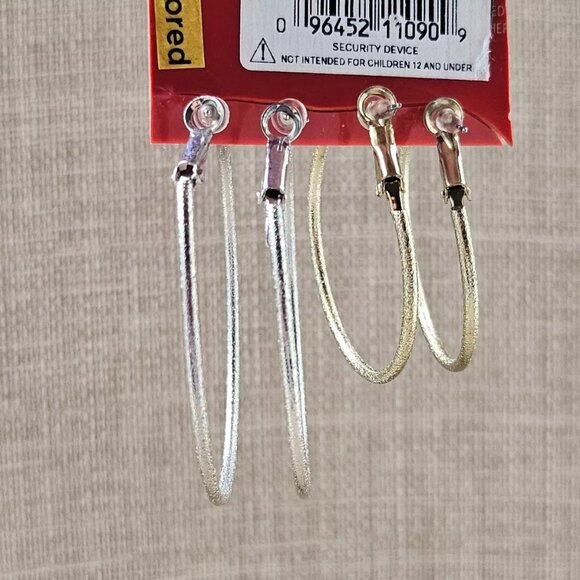 Arizona Jeans Co Women Earrings Set of 2 Hoop Earrings Silver/Gold Tone Jewelry - Picture 9 of 10